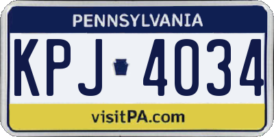 PA license plate KPJ4034