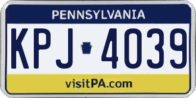PA license plate KPJ4039