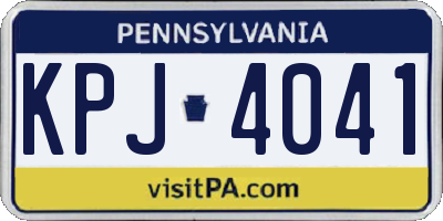 PA license plate KPJ4041