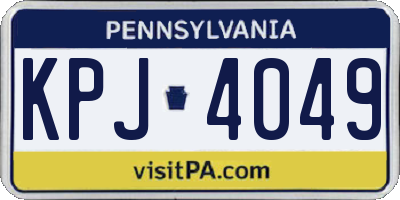 PA license plate KPJ4049