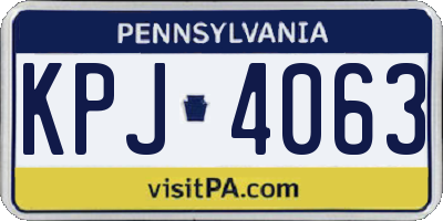PA license plate KPJ4063