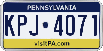 PA license plate KPJ4071
