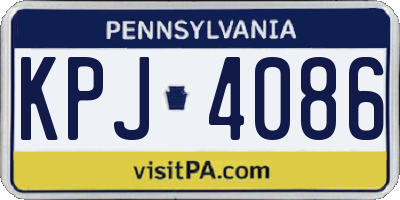 PA license plate KPJ4086