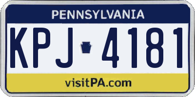 PA license plate KPJ4181