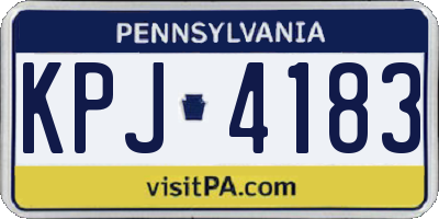 PA license plate KPJ4183