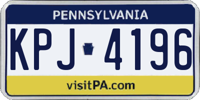 PA license plate KPJ4196
