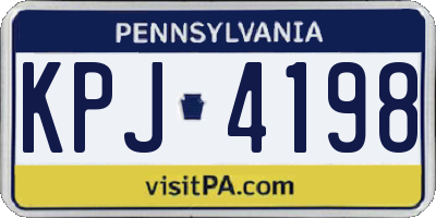 PA license plate KPJ4198
