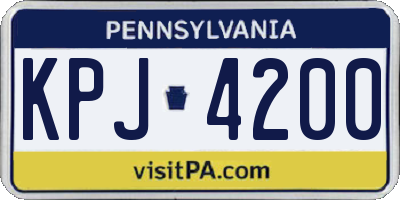 PA license plate KPJ4200