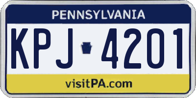 PA license plate KPJ4201