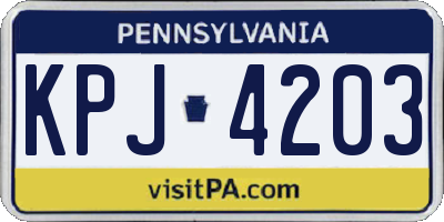 PA license plate KPJ4203