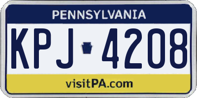 PA license plate KPJ4208