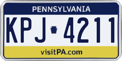 PA license plate KPJ4211