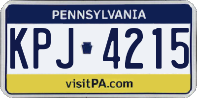PA license plate KPJ4215