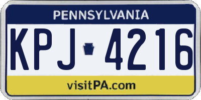 PA license plate KPJ4216