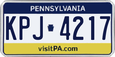 PA license plate KPJ4217