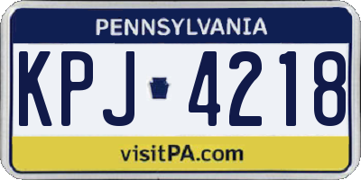 PA license plate KPJ4218