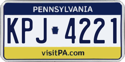 PA license plate KPJ4221