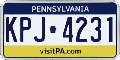 PA license plate KPJ4231