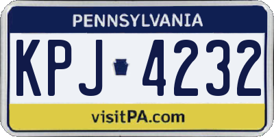 PA license plate KPJ4232