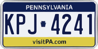 PA license plate KPJ4241