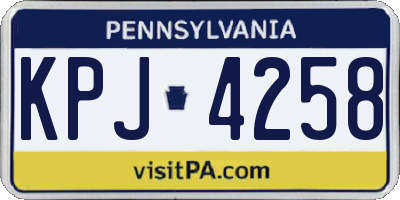 PA license plate KPJ4258
