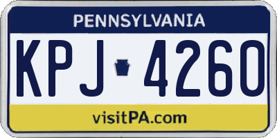 PA license plate KPJ4260