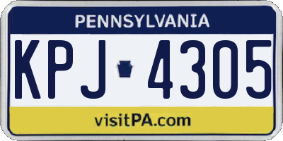 PA license plate KPJ4305