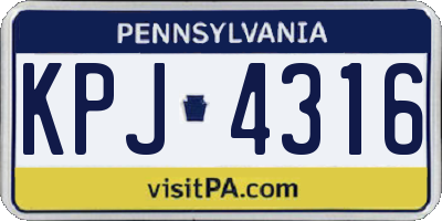 PA license plate KPJ4316