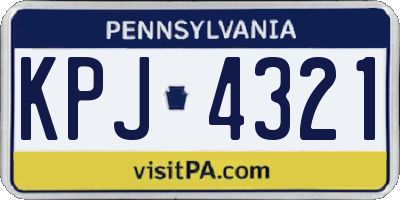 PA license plate KPJ4321