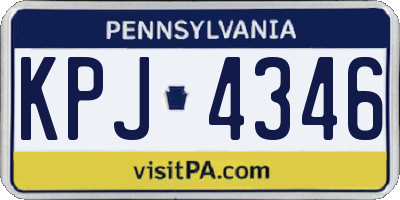 PA license plate KPJ4346
