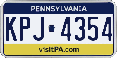 PA license plate KPJ4354