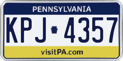 PA license plate KPJ4357