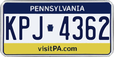 PA license plate KPJ4362