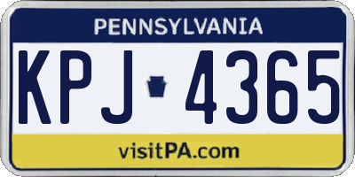 PA license plate KPJ4365