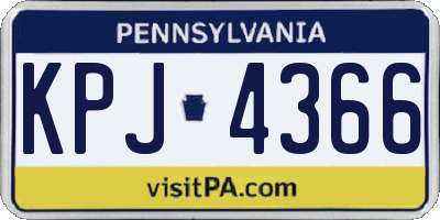 PA license plate KPJ4366