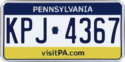 PA license plate KPJ4367
