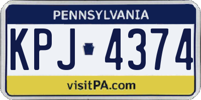 PA license plate KPJ4374