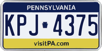 PA license plate KPJ4375