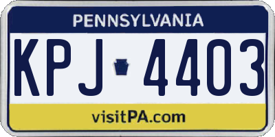 PA license plate KPJ4403