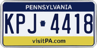 PA license plate KPJ4418