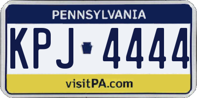 PA license plate KPJ4444