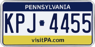 PA license plate KPJ4455