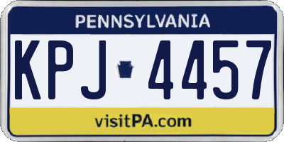 PA license plate KPJ4457