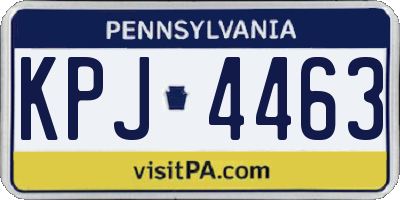 PA license plate KPJ4463