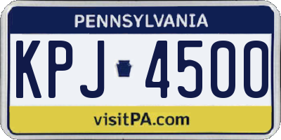 PA license plate KPJ4500