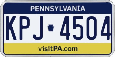 PA license plate KPJ4504