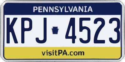 PA license plate KPJ4523