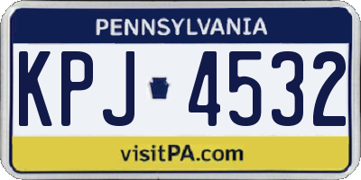 PA license plate KPJ4532