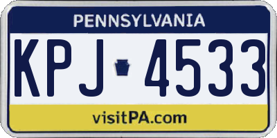 PA license plate KPJ4533