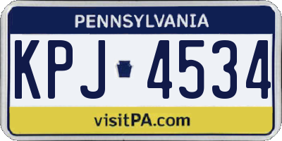 PA license plate KPJ4534